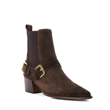 Dune Ladies Panino - Suede Buckled Chelsea Ankle Boots