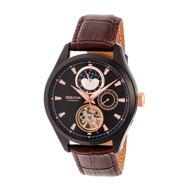 Heritor Automatik Sebastian Semi-Skelettuhr mit Lederarmband