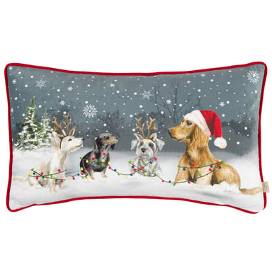 Evans Lichfield Weihnachts Hunde Kissen mit Paspel