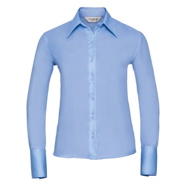 Russell Collection Bluse, Langarm, bügelfrei (Hellblau)