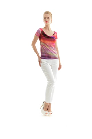 Kurzärmeliges Print-Top von Conquista Fashion