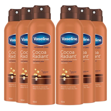 Vaseline Intensive Care Spray Moisturiser Cocoa Radiant 190 ml, 6 Pack
