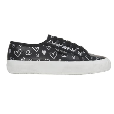 Superga - Damen Sneaker "2750", Herzen, Veganes Leder (Schwarz/Silber)