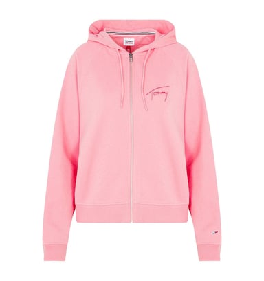 Tommy Hilfiger Signature Boxy Zip Kapuzenpullover für Damen in Pink