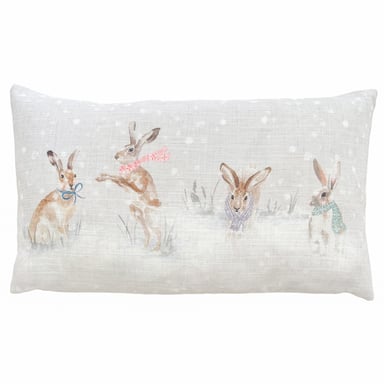 Evans Lichfield Snowy Hare Hand Painted Cushion Cover