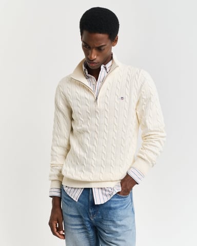 GANT Mens Cotton Cable Half Zip Jumper