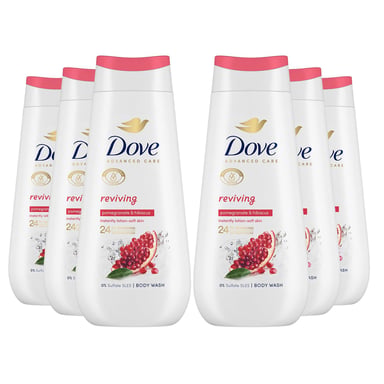 Dove Advanced Care Body Wash Reviving for 24Hrs Renewing Micromoisture, 6x225ml