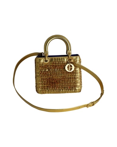 Dior Lady Dior Medium Bag 2019 Limited Edition von Olga de Amaral in goldfarbenem Leder