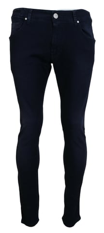 Acht Herren Blaue Baumwoll Tapered Slim Fit Freizeit-Denim-Jeans