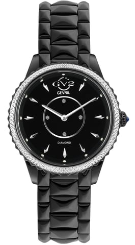 GV2 Siena Damen Schweizer Quarz Diamant schwarzes Zifferblatt Edelstahl Uhr