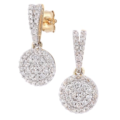 Boucles D'Oreilles Cluster Diamants Or Jaune 9 Carats