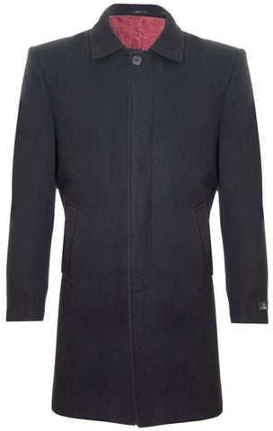 Herren 3/4 langer schwarzer Wollmantel Crombie Manteljacke Peaky Blinders Slim Fit