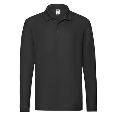 Fruit of the Loom - "Premium" Poloshirt für Herren Langärmlig (Schwarz)