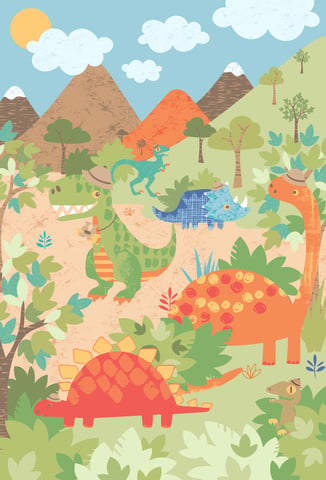 Dinosaurier Wandtapete Multi