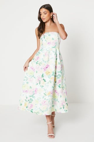 Petite Floral Bandeau Ottoman Midi Dress