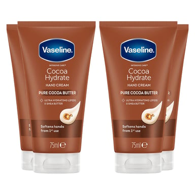 Vaseline Hand Cream Pure Cocoa Butter Hydrate 75ml, 4 Pack