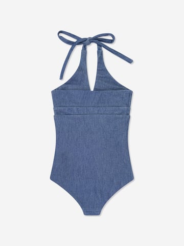 AY by AYLA Girls Denim Look Halterneck Swimsuit in Blue