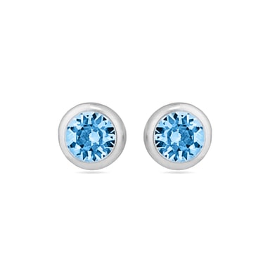 Luxenter Essential Ohrringe aus 925er Sterlingsilber mit Aquamarin-Zirkonia und rhodiniertem Finish