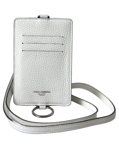 Logo-Embossed  Leather Card Holder with Lanyard