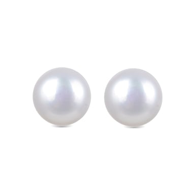 Luxenter Ohrringe, essentiell aus 925er Sterlingsilber und weißer Perle mit rhodinierter Oberfläche