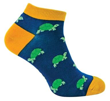 Herren Bambus-Trainersocken | Herr Heron | Tier Thema atmungsaktiv Low Cut Sneaker Socken - Schildkröten (Navy)