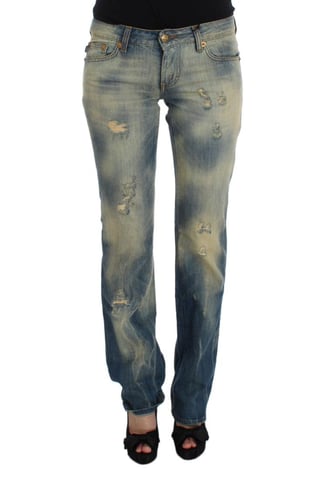 Cavalli Damen Blue Wash Baumwoll Slim Fit Bootcut Jeans