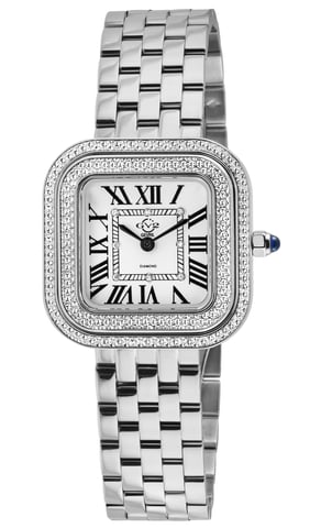 GV2 Bellagio Damenuhr Swiss Made Diamond, silber-weisses Zifferblatt, 316L Edelstahlarmband