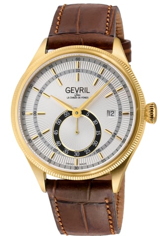 Gevril Empire Italienisch Braun Leder Schweizer Automatik ETA 2895 Uhr