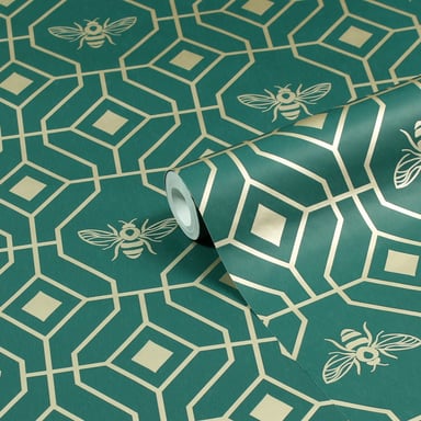 Bee Deco Gold Geometrisches Folien-Tapeten