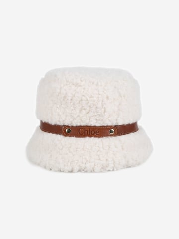 Chloé Girls Faux Shearling Hat in Ivory