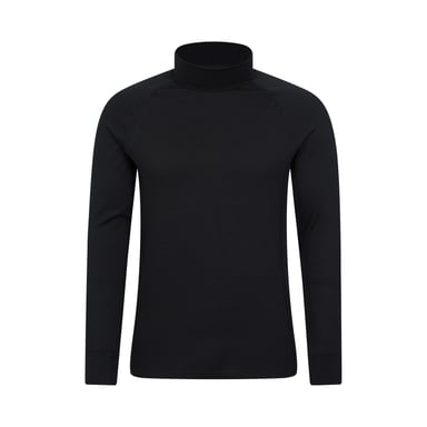 Mountain Warehouse Herren Summit Merino Wolle Funnel Neck Thermo-Oberteil (Schwarz)