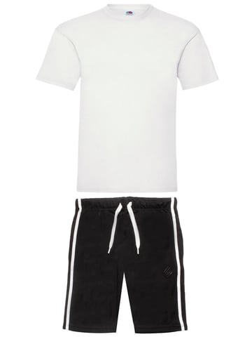 Enzo | Herren T-Shirt & Shorts Loungewear Set - Weiß/Schwarz