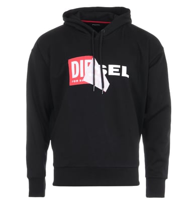 Diesel S-Alby Peeled Logo Black Hoodie