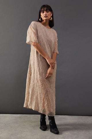 Premium Tissue Organza Midaxi T-shirt Dress