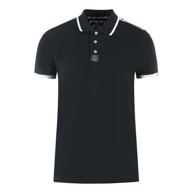 Aquascutum Branded Shoulder Tipped Schwarzes Poloshirt