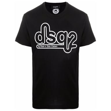 Dsquared2 Cigarette Fit Bubble DSQ2 Logo Schwarzes T-Shirt