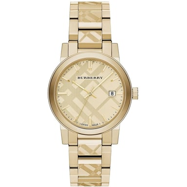 Burberry BU9038 Die Stadt graviert überprüft Gold Unisex-Uhr