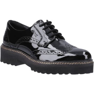 Pod Kortney Kunstleder Damen Schwarz Lack Brogues Schuhe