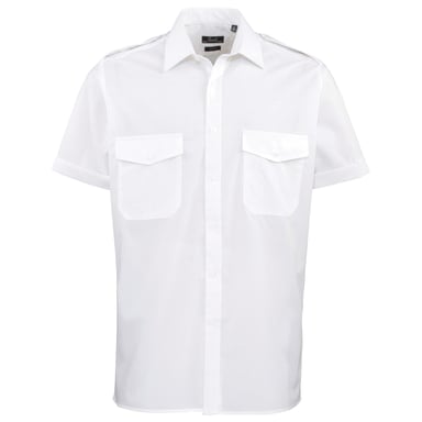 Premier Herren Hemd Pilot, kurzärmlig (Weiß)