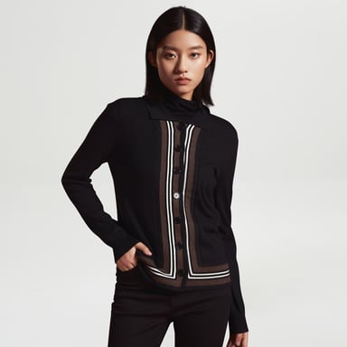 Strickjacke mit kontrastierenden Kanten