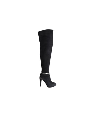 Fendi Overknee-Absatzstiefel aus schwarzem Wildleder