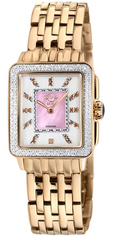 GV2 Womens Padova Gemstone Pink Mother of Pearl Dial Swiss Quartz Stainless Steel Watch