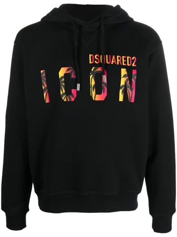 Dsquared2 Icon Tropical Logo bedruckter Hoodie in Schwarz