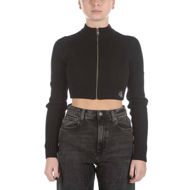 Calvin Klein Badge Pullover mit Reißverschluss Schwarz