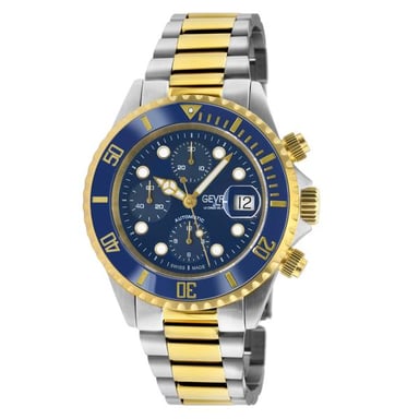 Gevril Herren 4151A Wall Street Chronograph Schweizer Automatikuhr ETA Valjoux 7750 Blaues Zifferblatt