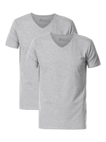 Petrol Industries - 2-er Pack Basic-T-Shirt V-Ausschnitt Herren - Grau