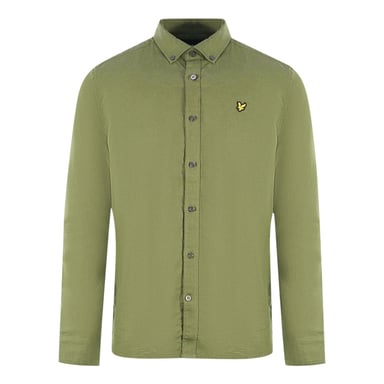 Lyle & Scott Slim Fit Grünes langärmeliges Oxford-Hemd