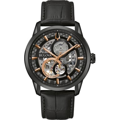Bulova Sutton Automatic Schwarz Herren Armbanduhr 98A283