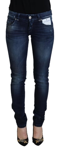 Acht Damen Blaue Baumwoll Niedrigschnitt Slim Fit Freizeit Denim Jeans