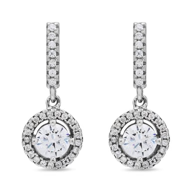 Luxenter Ohrringe, 925 Sterling Silber Gusu und glänzende Zirkonia mit rhodinierter Oberfläche
